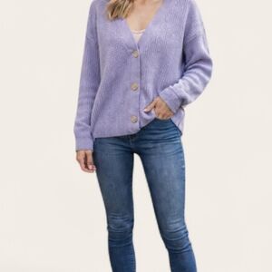 NWT Cyrus 3-Button Ribbed Vneck Cardigan Size XL (Lavender)